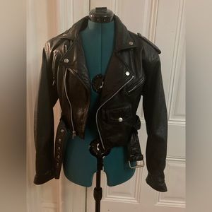 Vintage 80s cropped Leather Motorcycle Jacket Small
